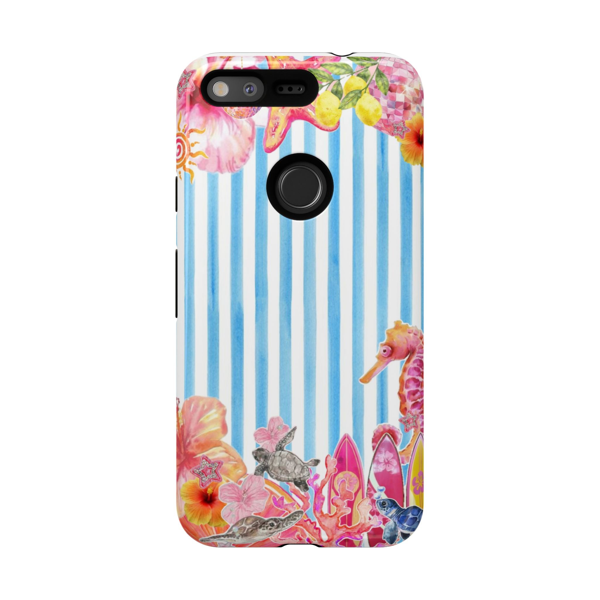 Beach Blue Striped Tough Phone Case