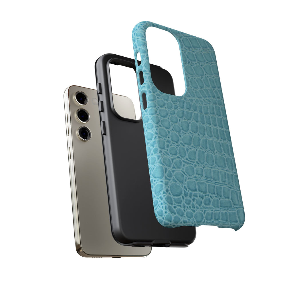 Croc Embossed Turquoise Phone Case