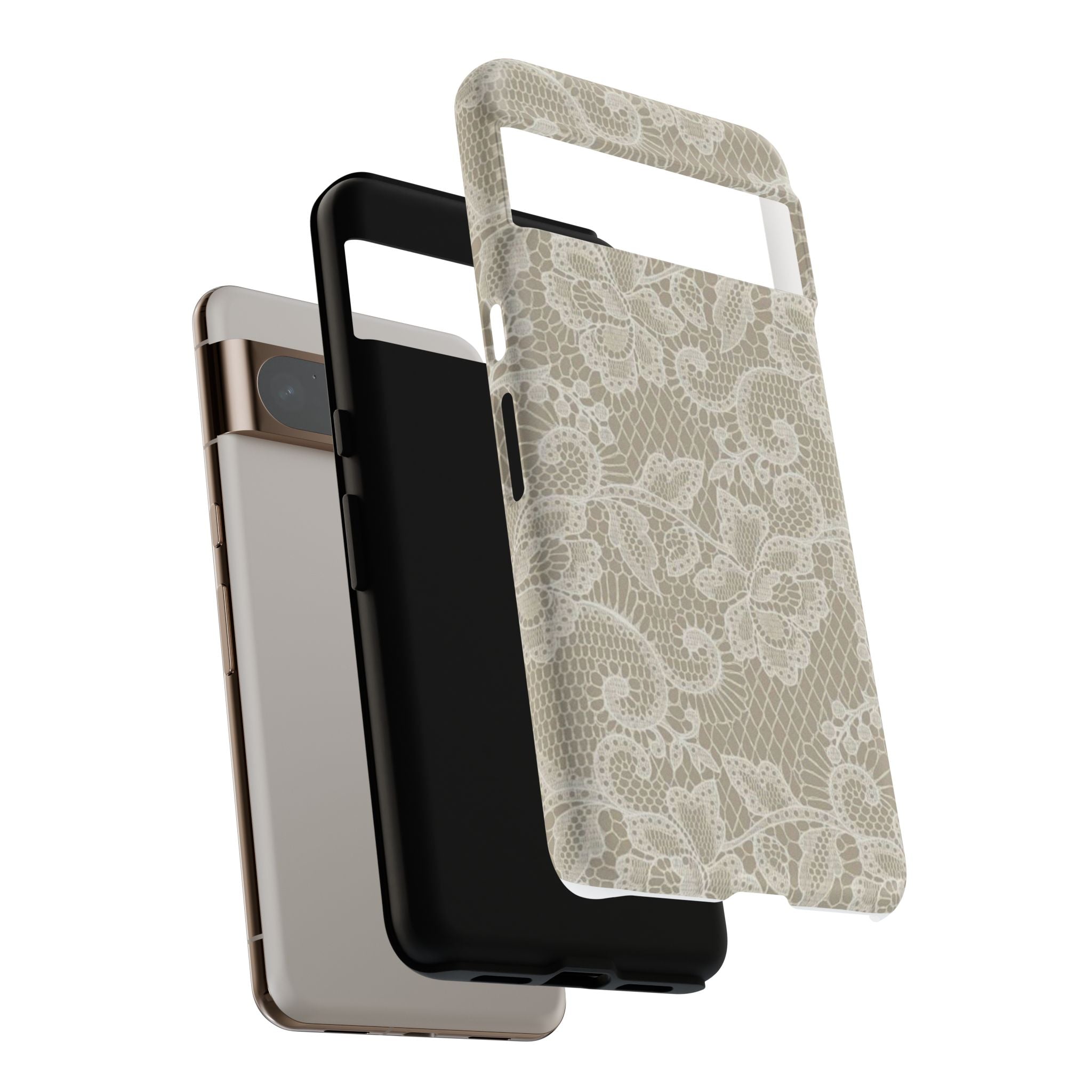 White Lace Pattern Tough Phone Case