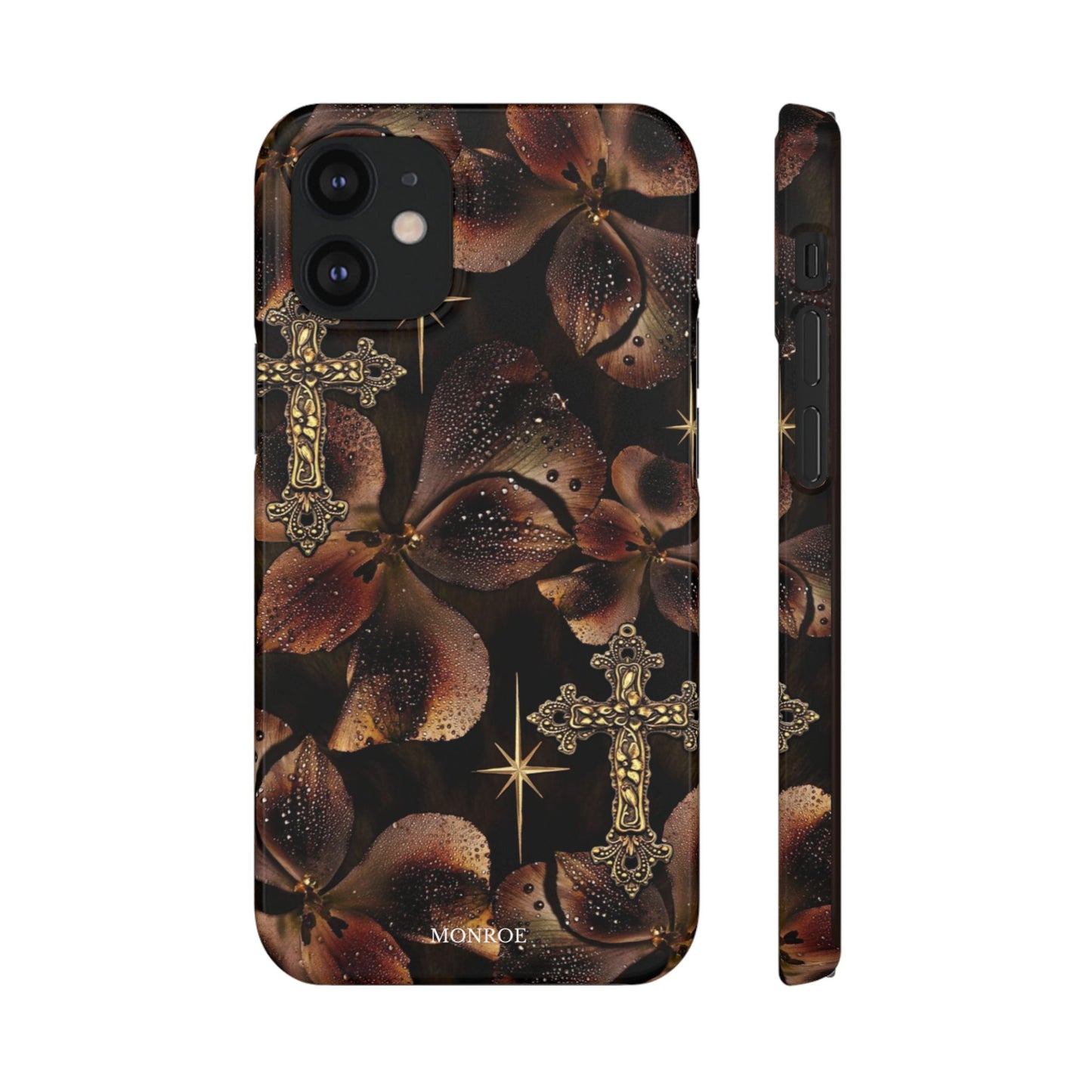 Brown Floral Cross Case