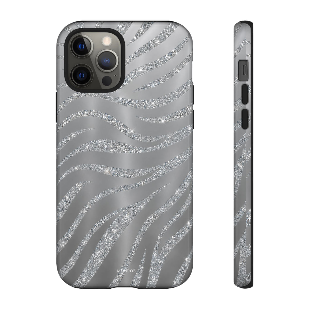 Silver Glitter Zebra Tough Case
