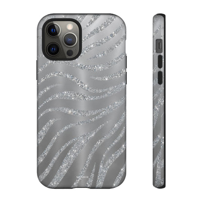 Silver Glitter Zebra Tough Case