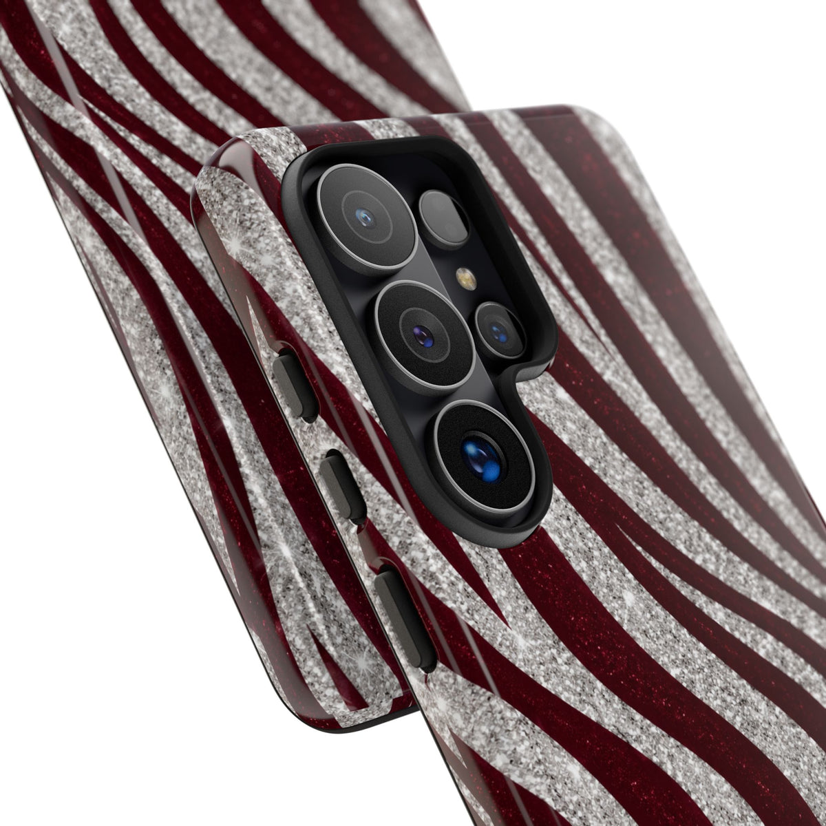Burgundy Zebra Glitter Tough Case