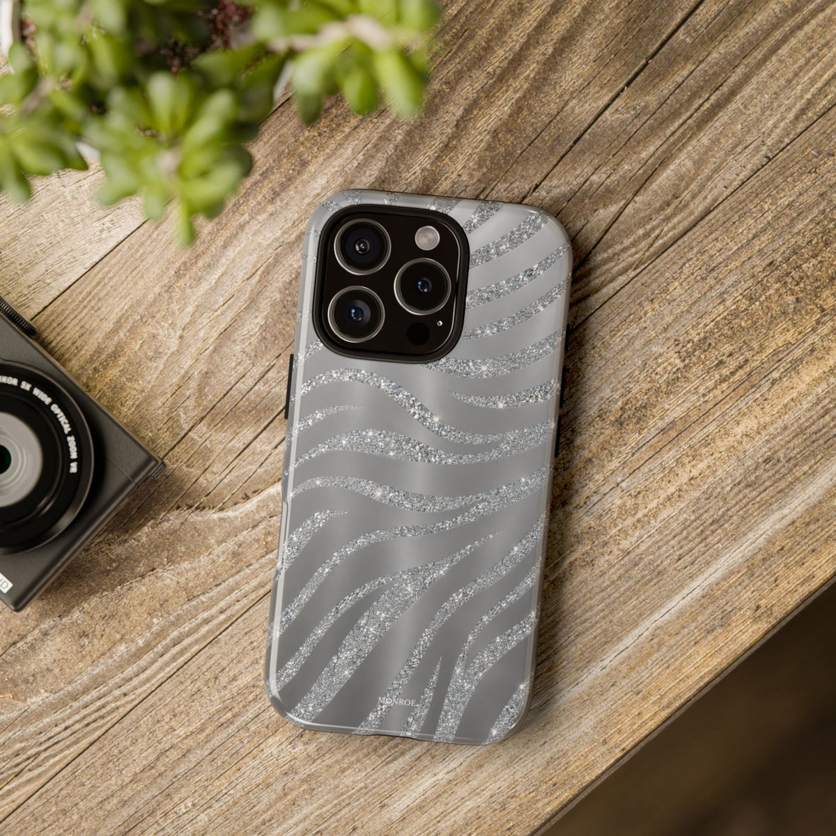 Silver Glitter Zebra Tough Case