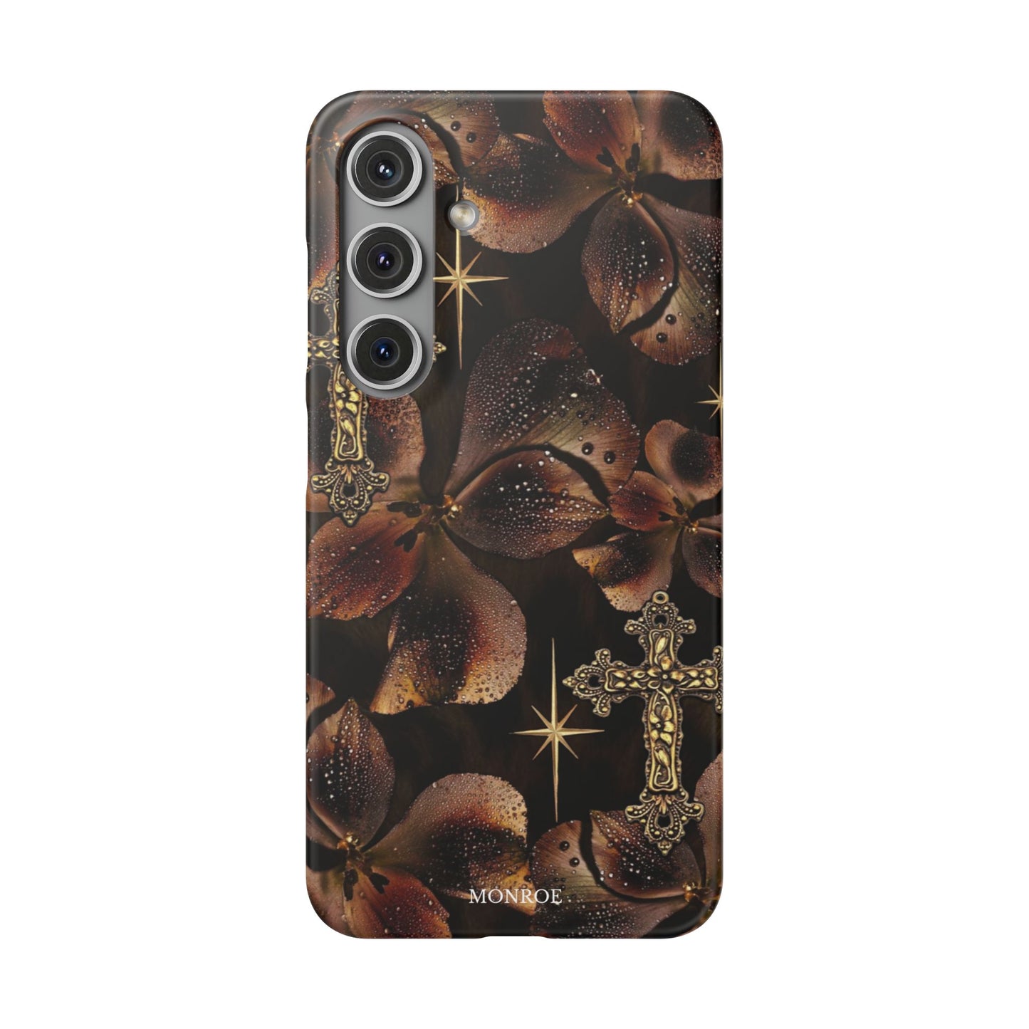 Brown Floral Cross Case