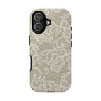 White Lace Pattern Tough Phone Case