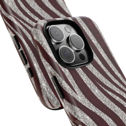 Burgundy Zebra Glitter Tough Case