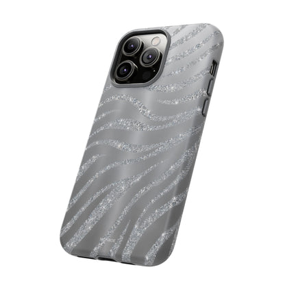 Silver Glitter Zebra Tough Case