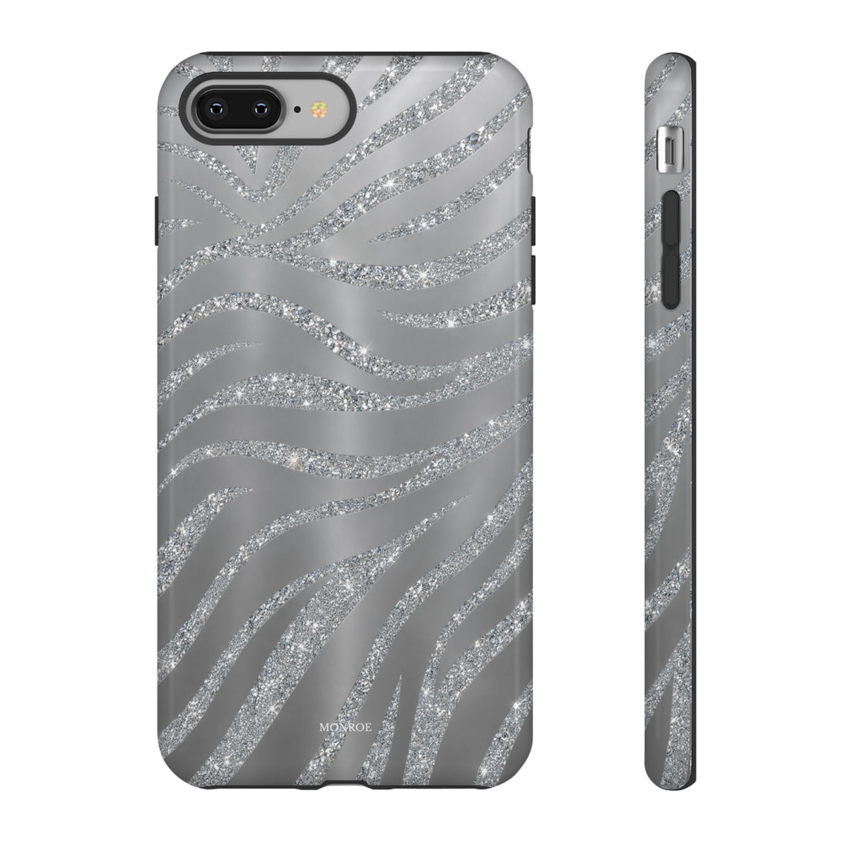 Silver Glitter Zebra Tough Case