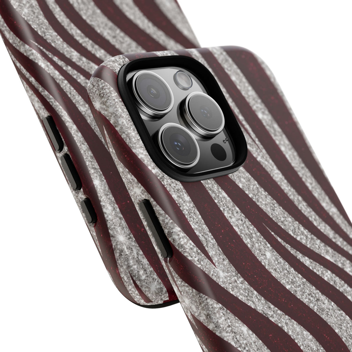 Burgundy Zebra Glitter Tough Case