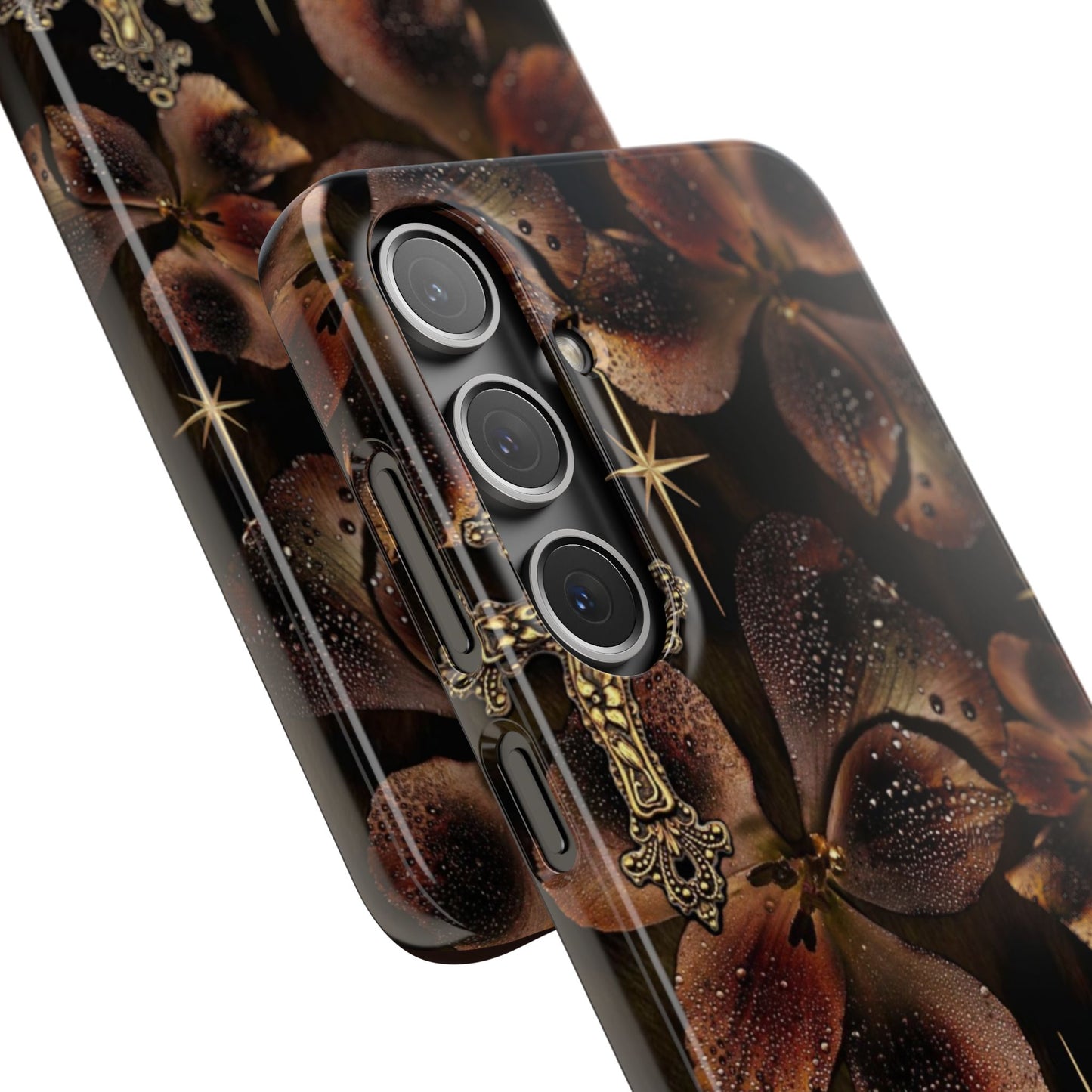 Brown Floral Cross Case