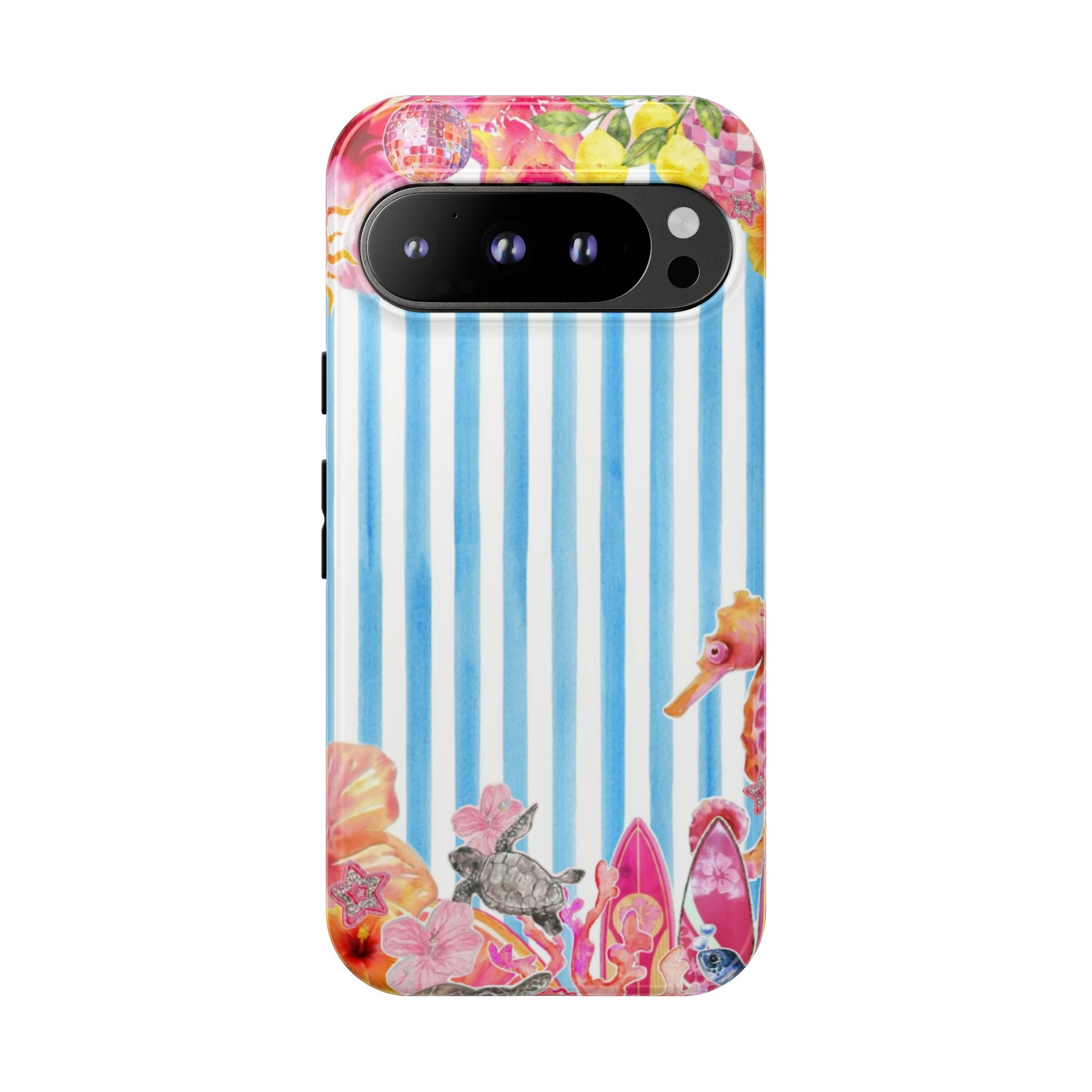 Beach Blue Striped Tough Phone Case