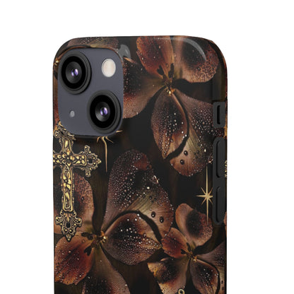 Brown Floral Cross Case