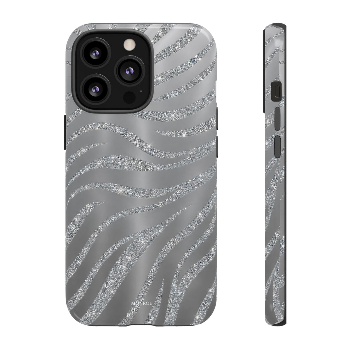 Silver Glitter Zebra Tough Case