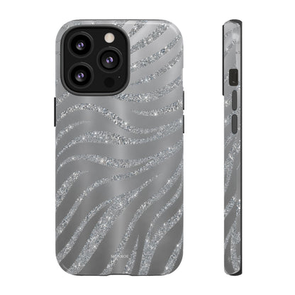 Silver Glitter Zebra Tough Case