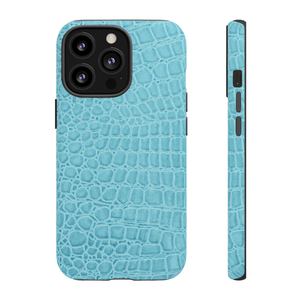 Croc Embossed Turquoise Phone Case