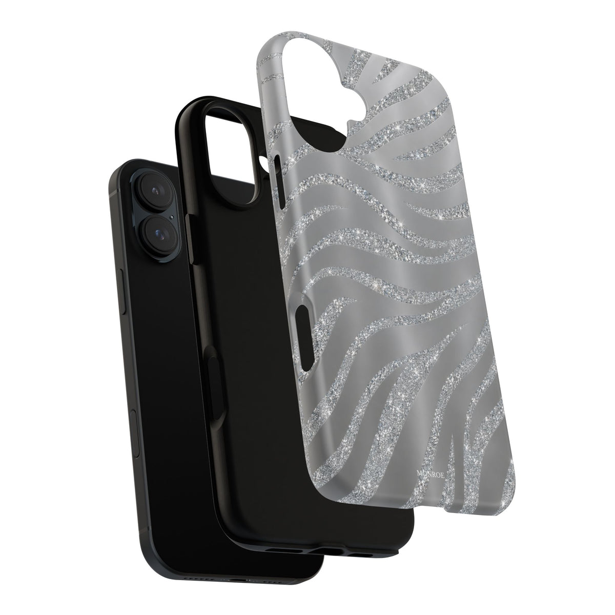 Silver Glitter Zebra Tough Case