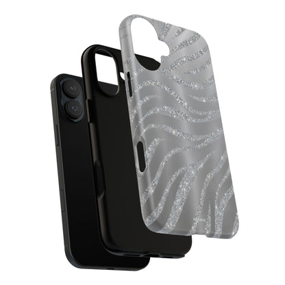Silver Glitter Zebra Tough Case