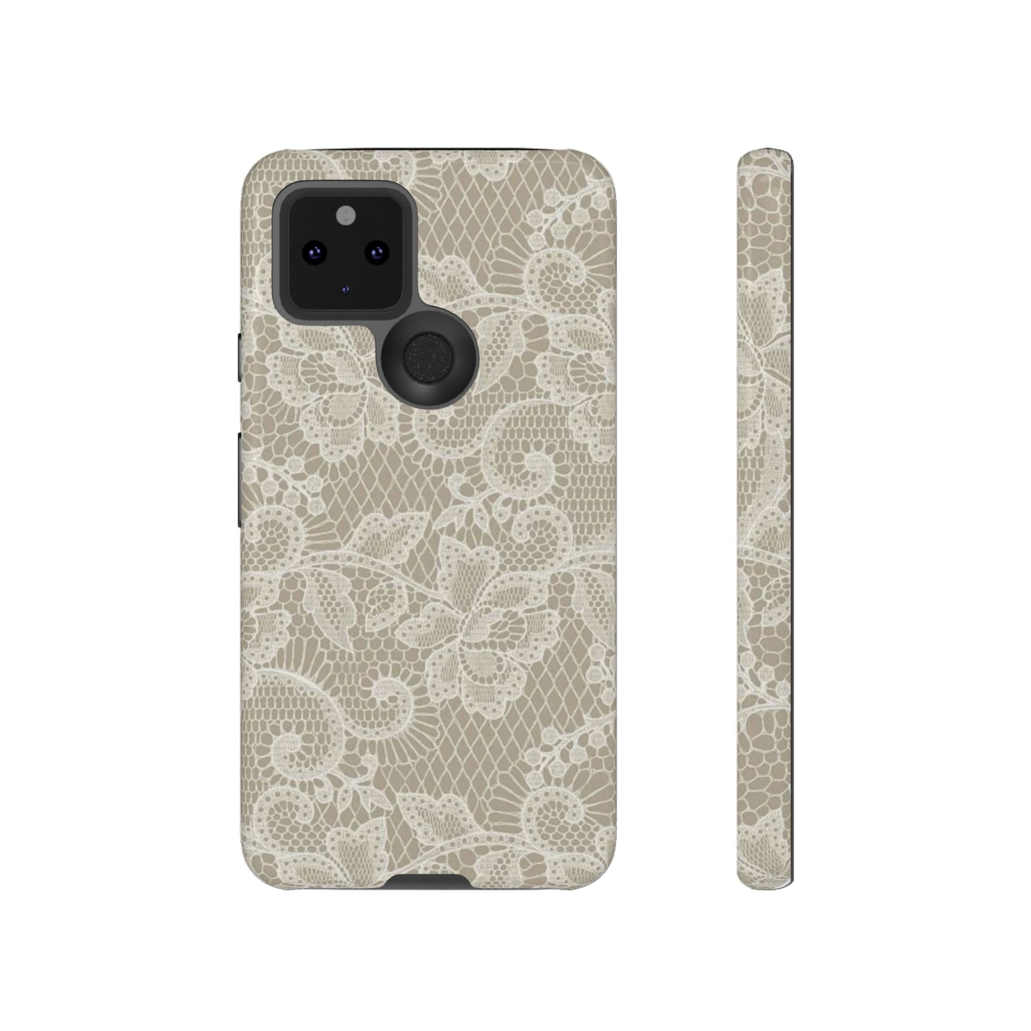 White Lace Pattern Tough Phone Case
