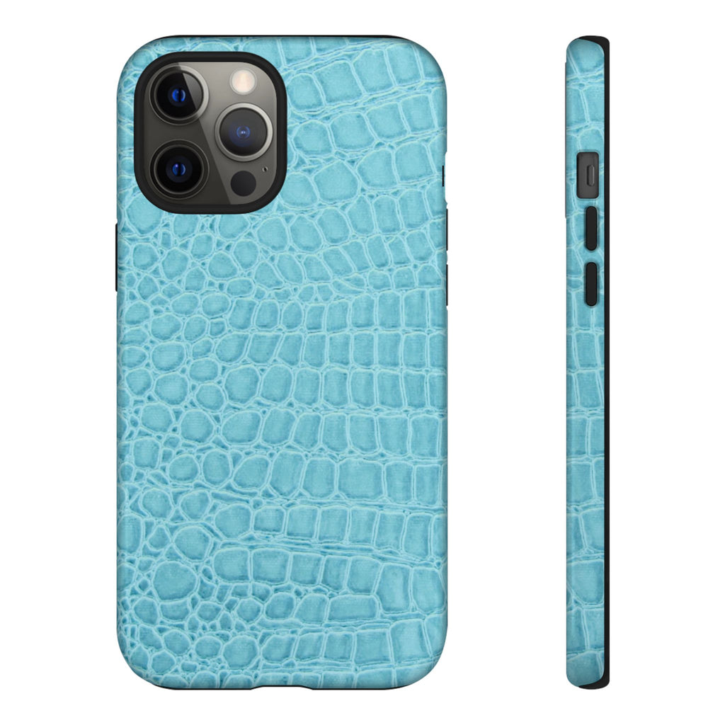 Croc Embossed Turquoise Phone Case
