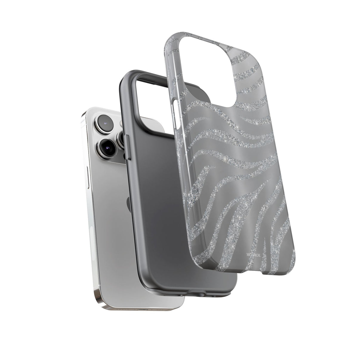 Silver Glitter Zebra Tough Case