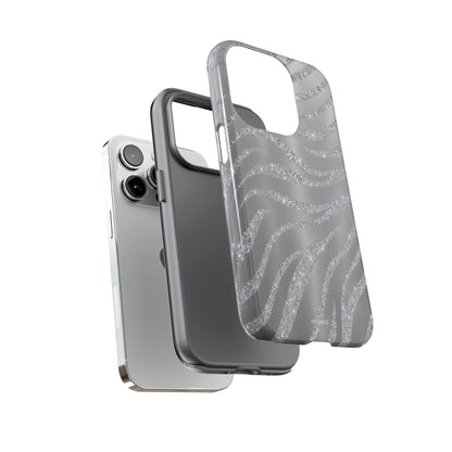 Silver Glitter Zebra Tough Case