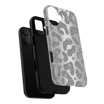 Silver Glitter Leopard Tough Case