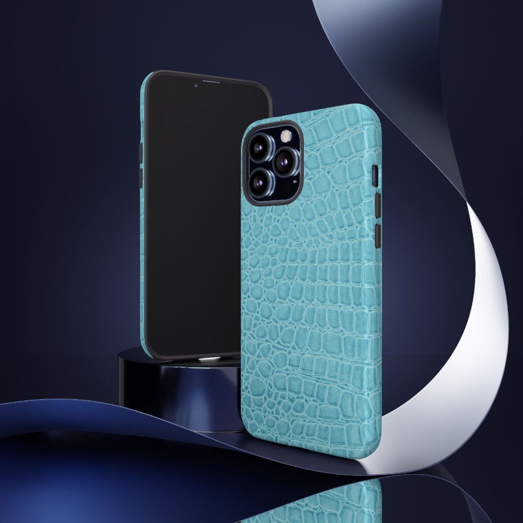 Croc Embossed Turquoise Phone Case