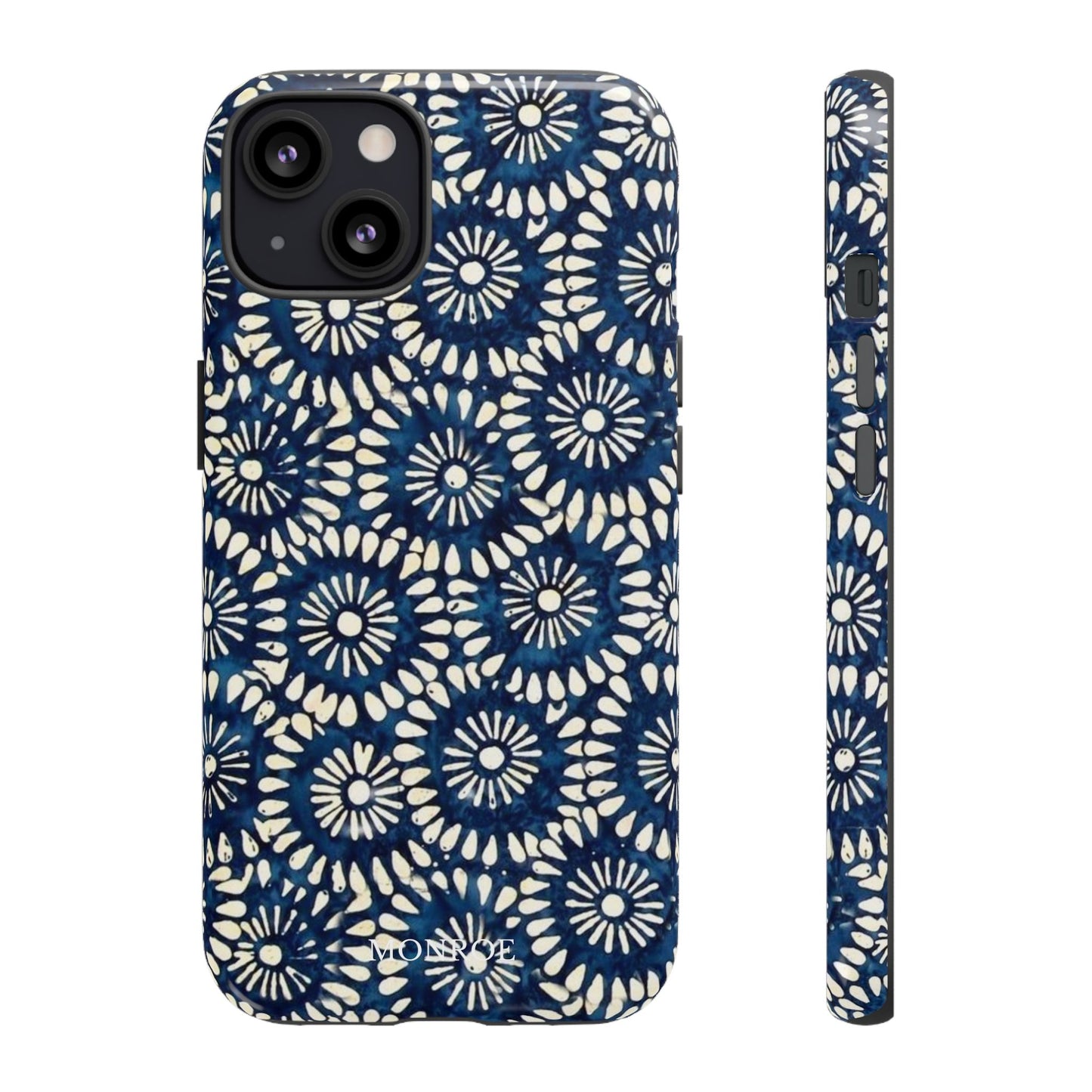 Navy Shibori Floral Tough Phone Case