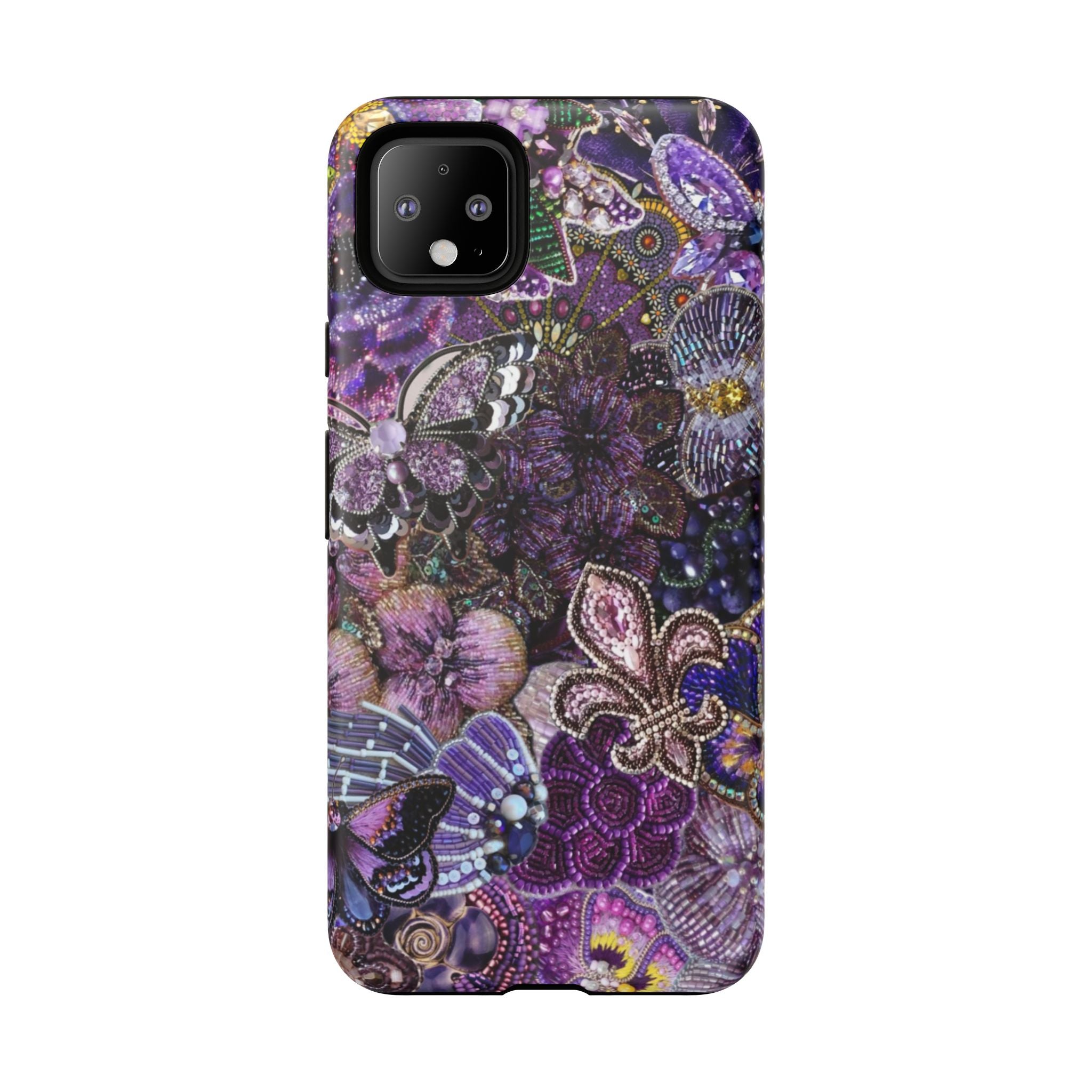 Purple Fleur-de-Lis Floral Tough Phone Case