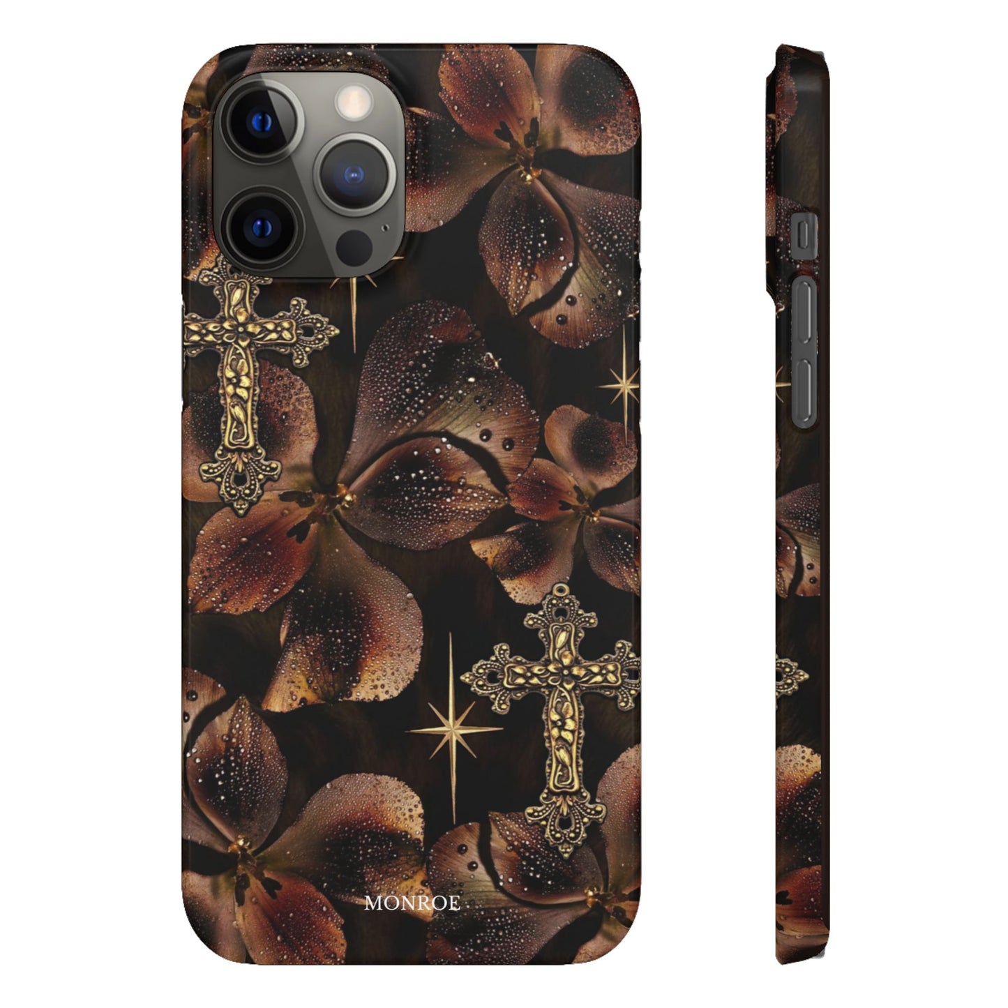 Brown Floral Cross Case