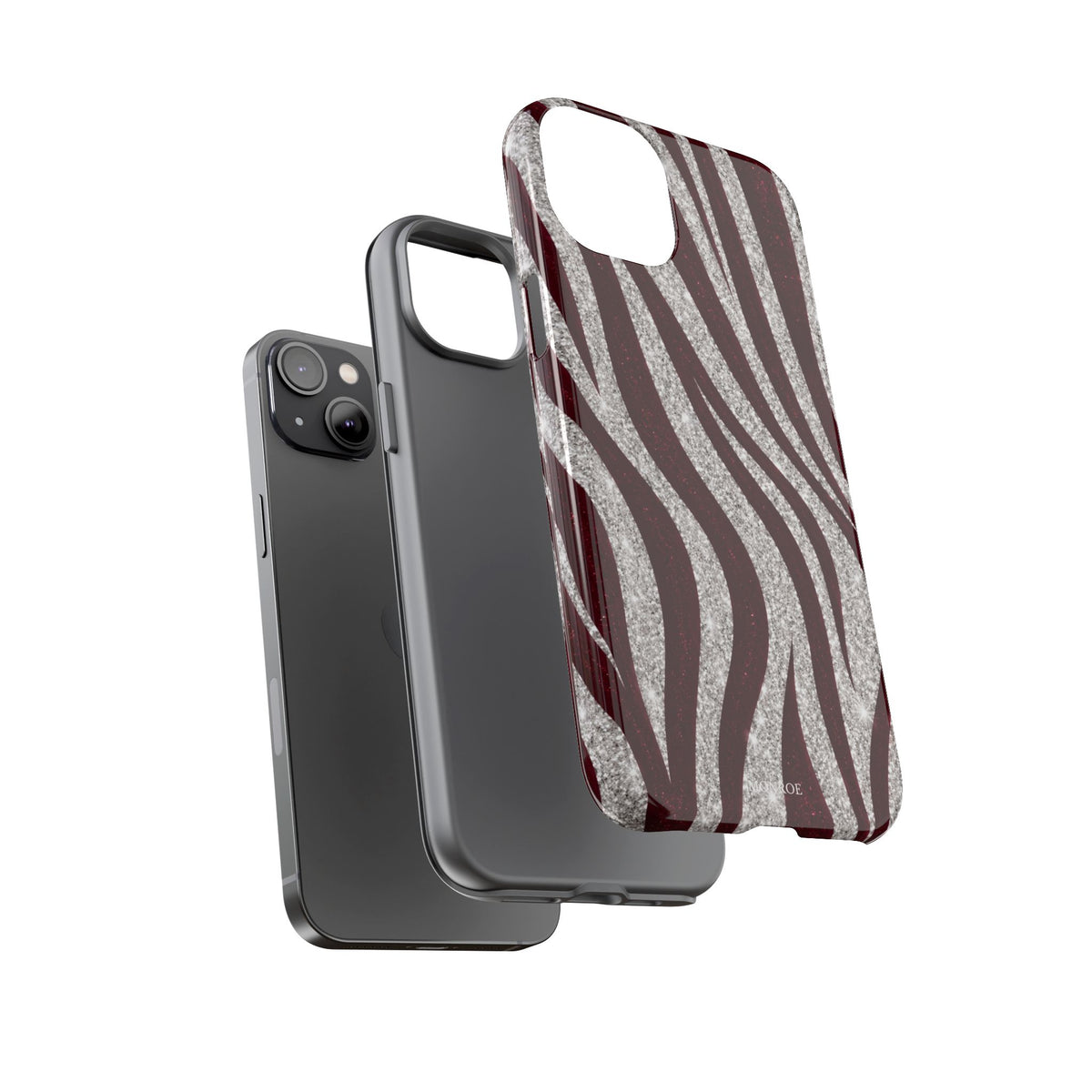 Burgundy Zebra Glitter Tough Case