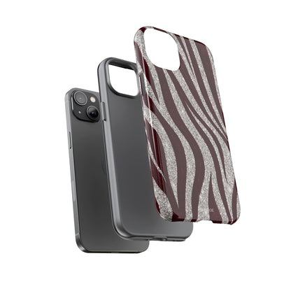 Burgundy Zebra Glitter Tough Case