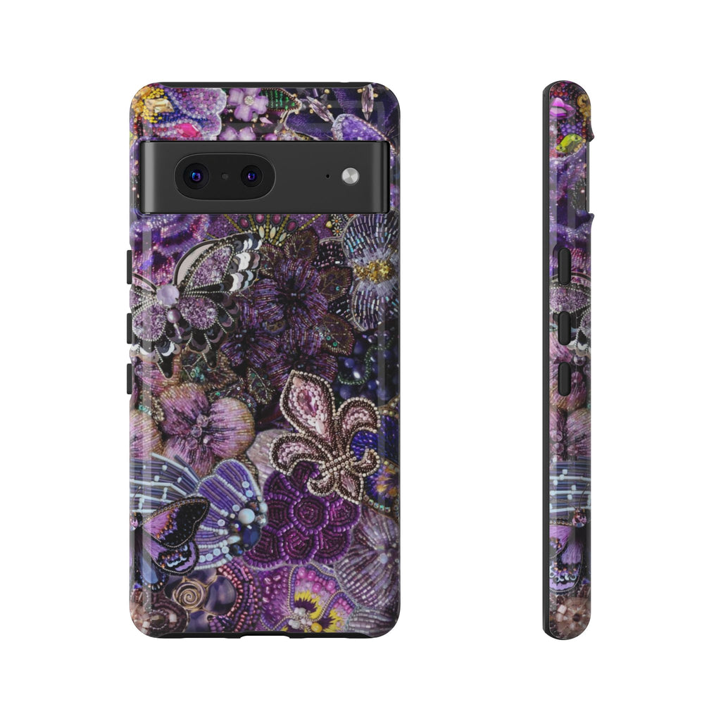 Purple Fleur-de-Lis Floral Tough Phone Case