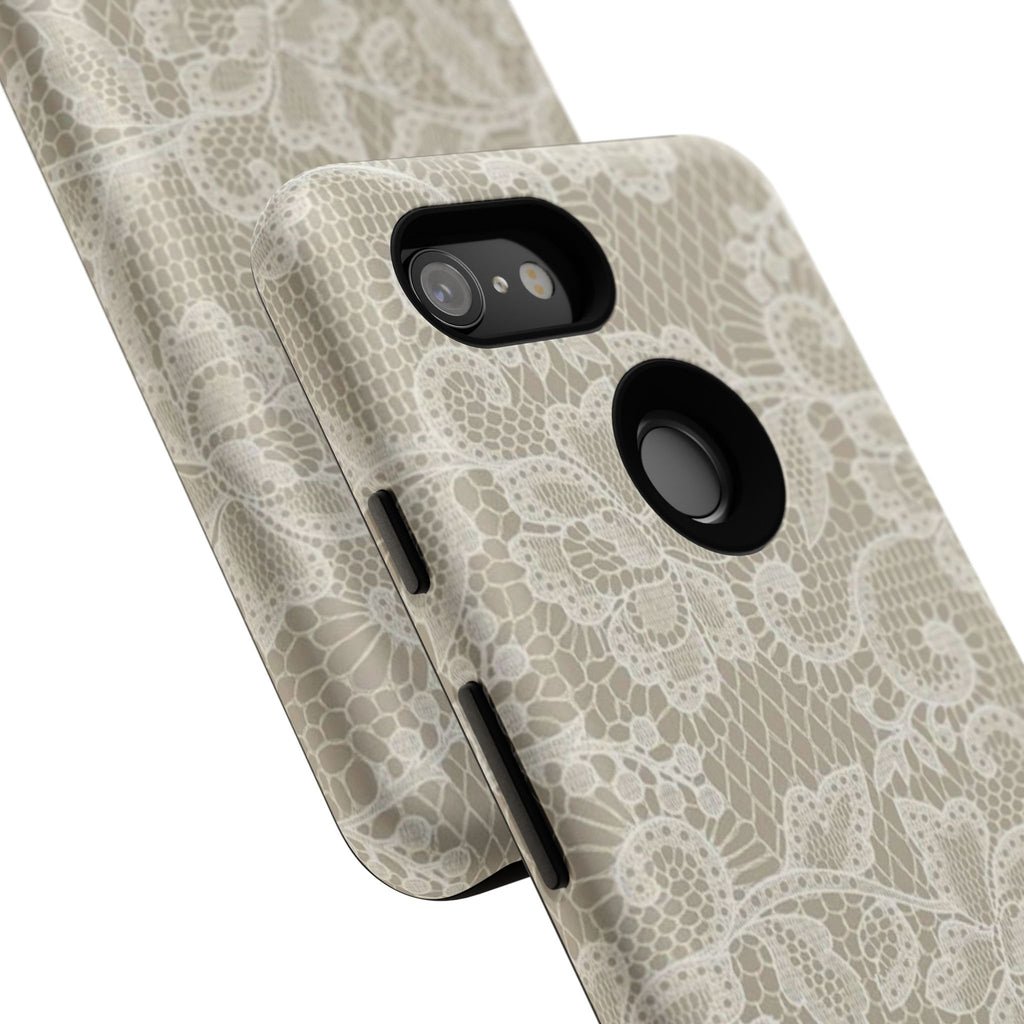 White Lace Pattern Tough Phone Case