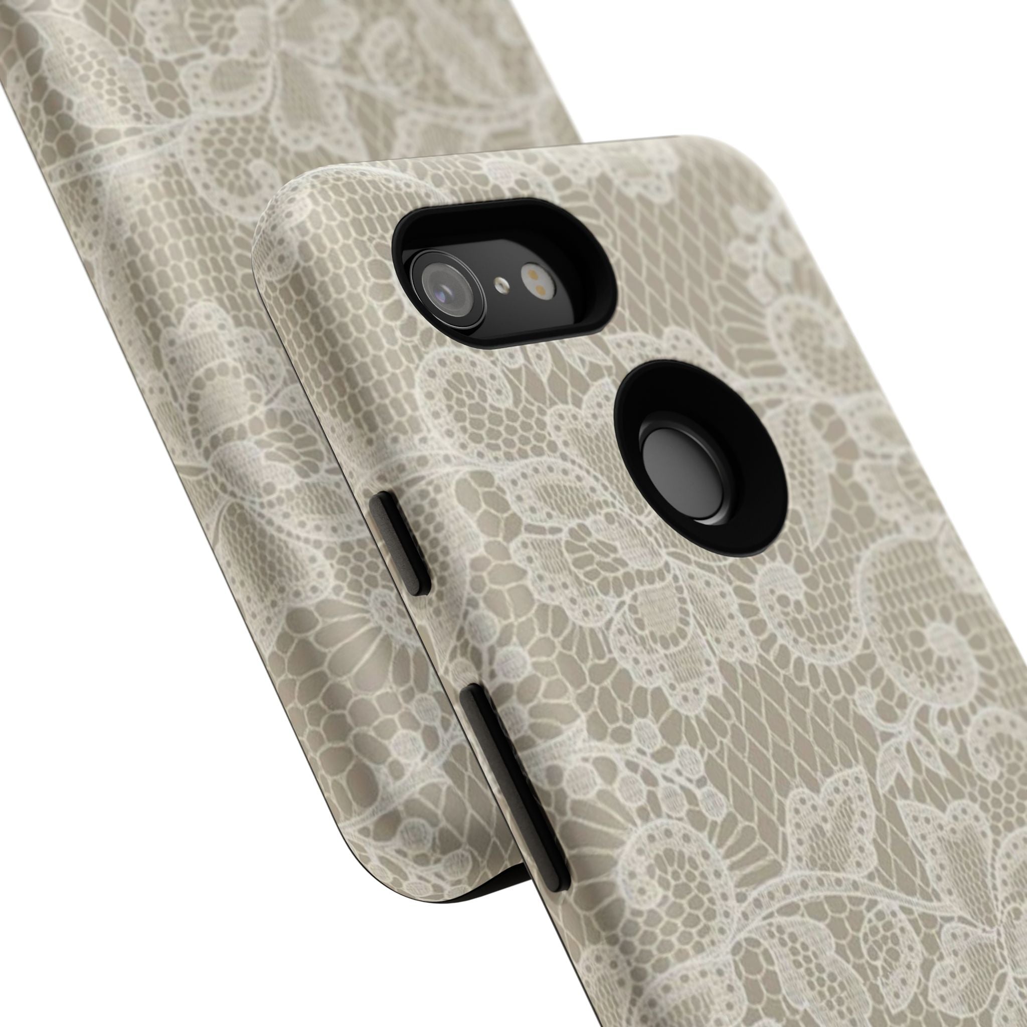 White Lace Pattern Tough Phone Case