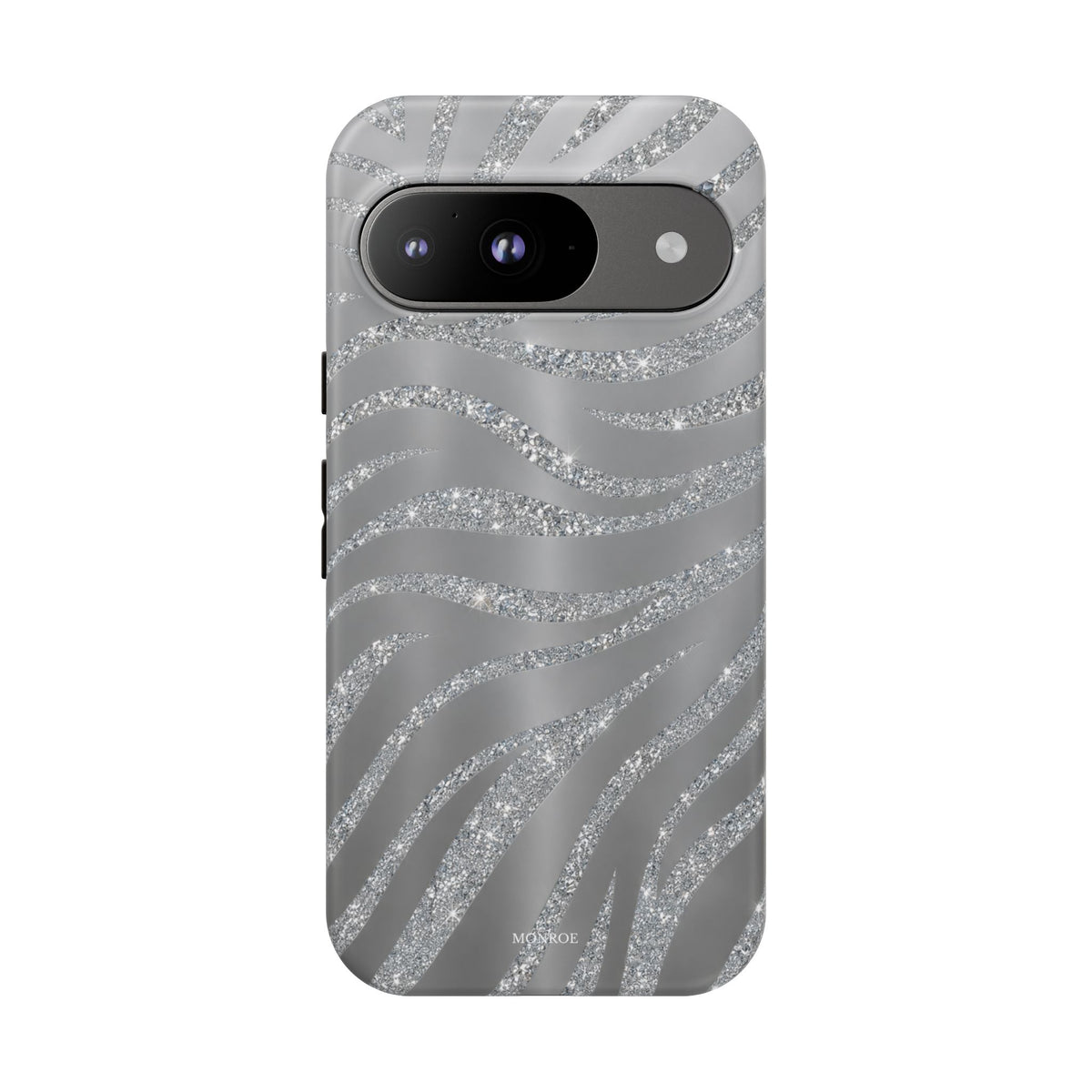 Silver Glitter Zebra Tough Case
