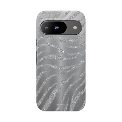 Silver Glitter Zebra Tough Case