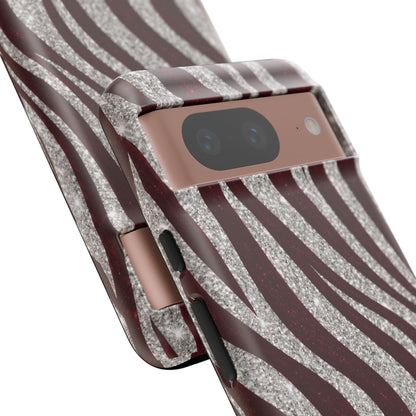 Burgundy Zebra Glitter Tough Case