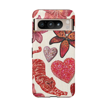 Floral & Heart Pattern Tough Case
