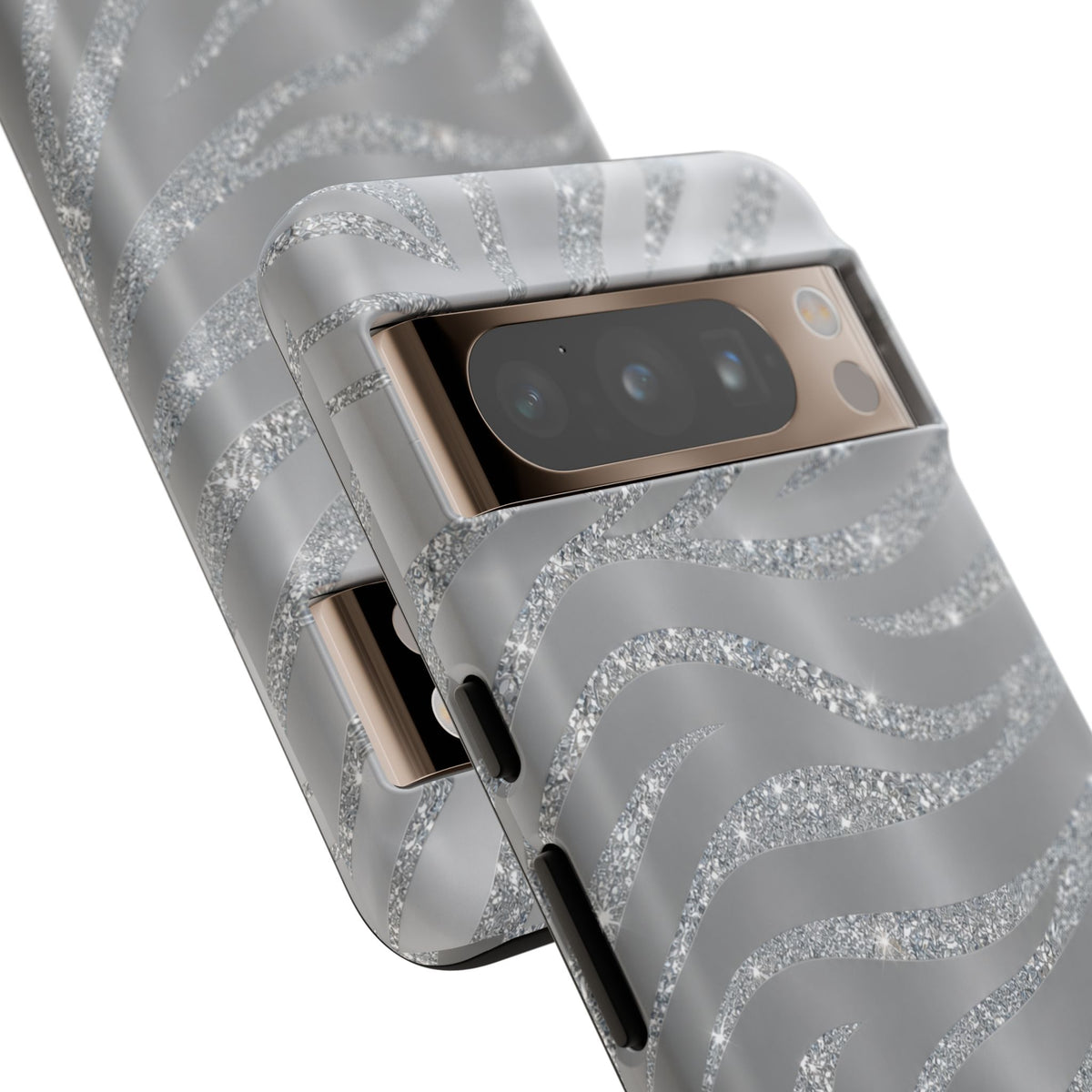 Silver Glitter Zebra Tough Case