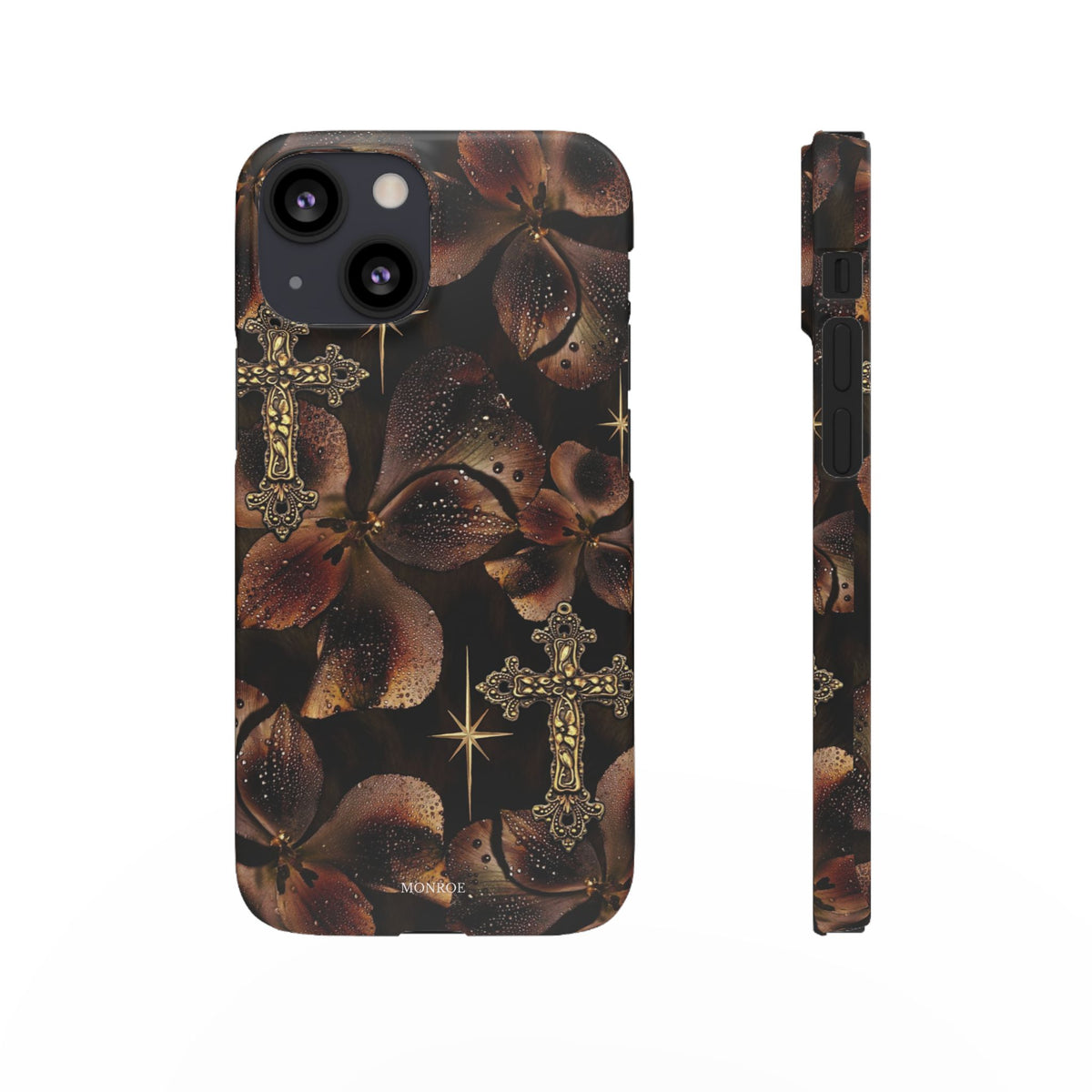 Brown Floral Cross Case