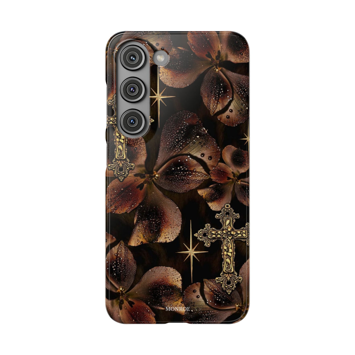 Brown Floral Cross Case