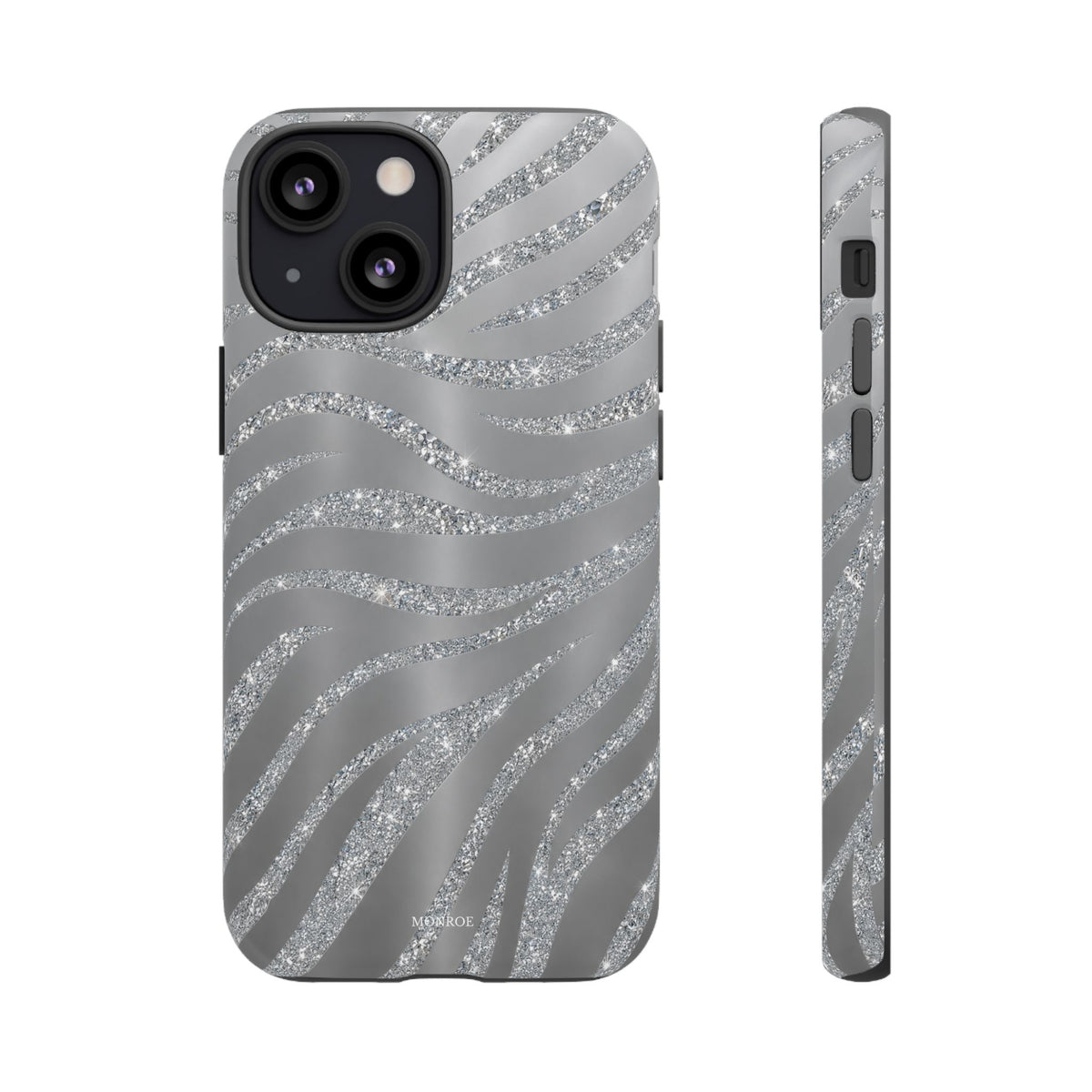 Silver Glitter Zebra Tough Case