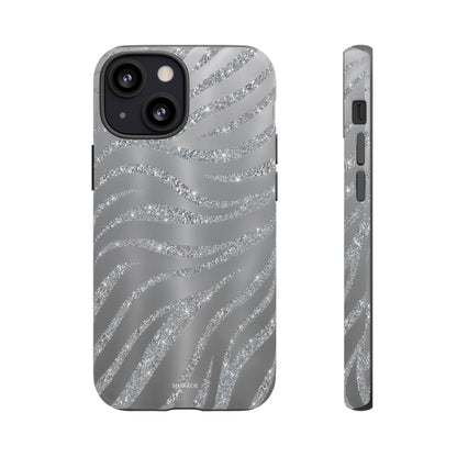 Silver Glitter Zebra Tough Case