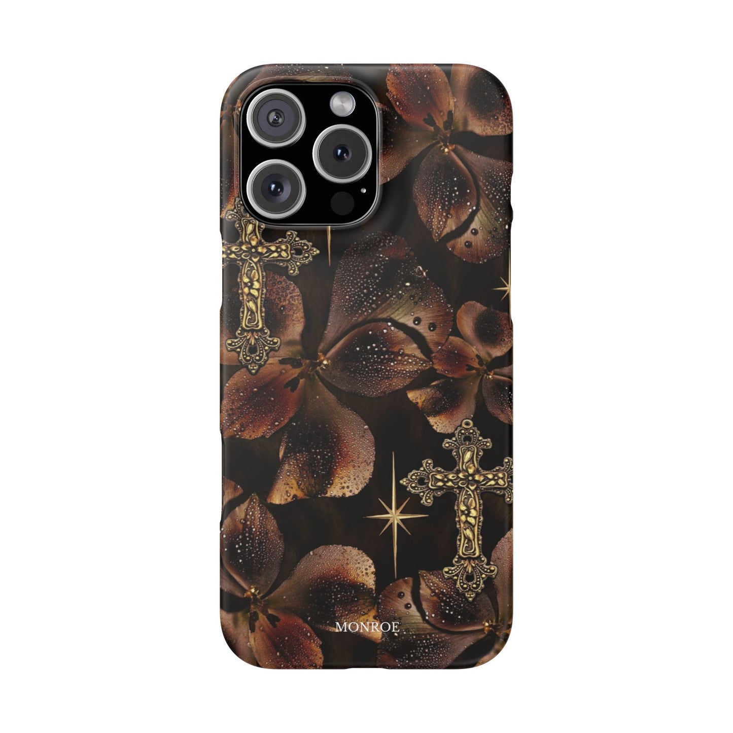 Brown Floral Cross Case