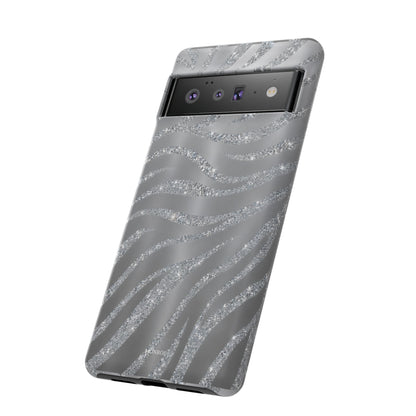 Silver Glitter Zebra Tough Case