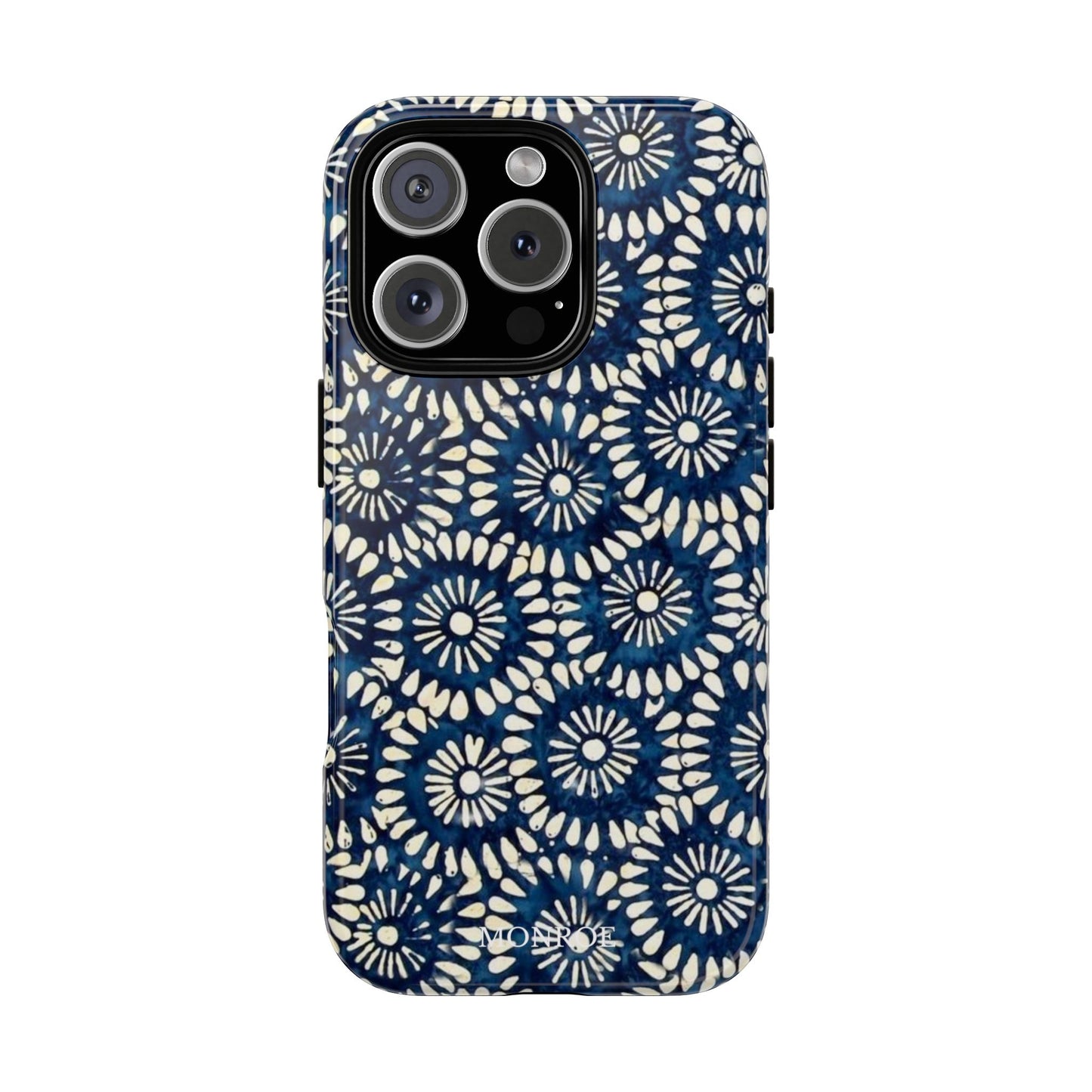 Navy Shibori Floral Tough Phone Case