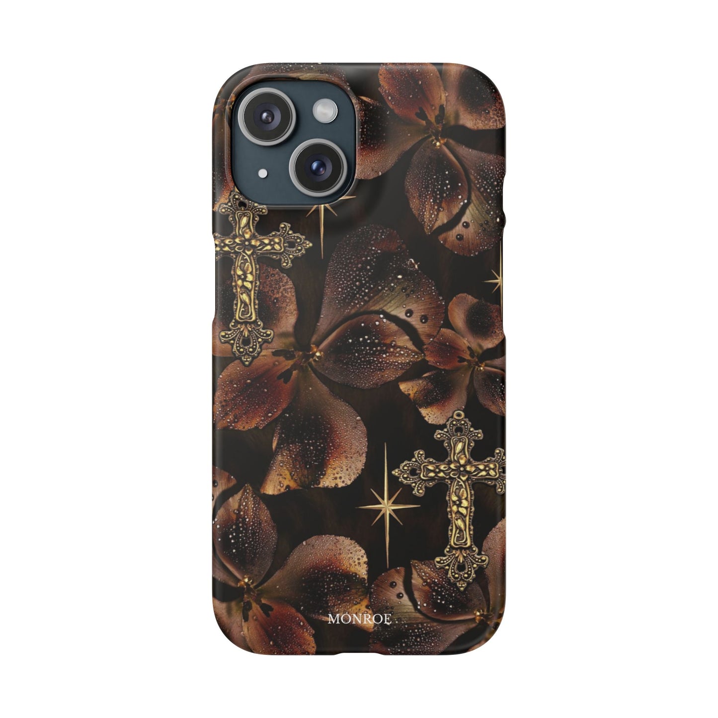 Brown Floral Cross Case