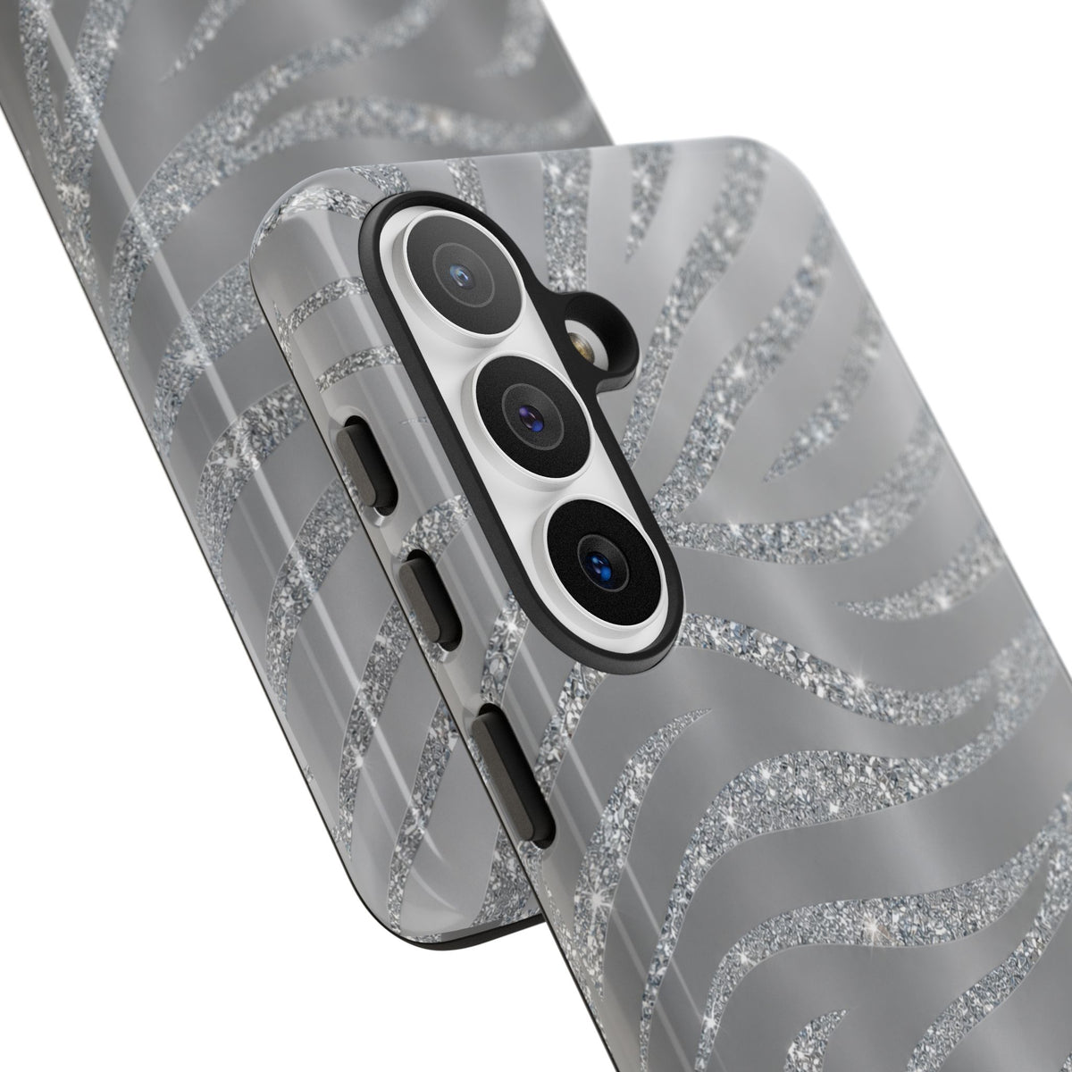 Silver Glitter Zebra Tough Case